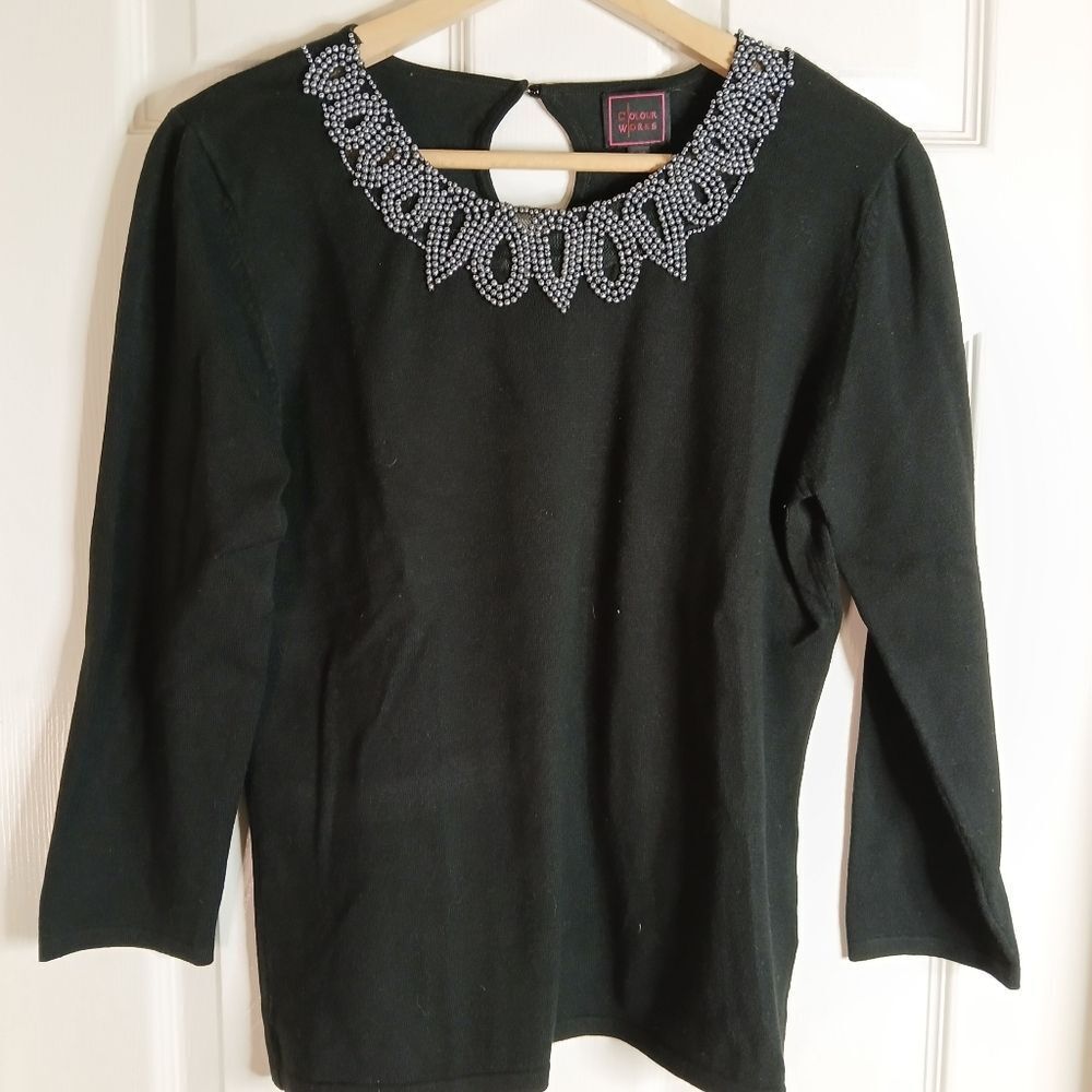 Black Embellished Women's Top Sz Large